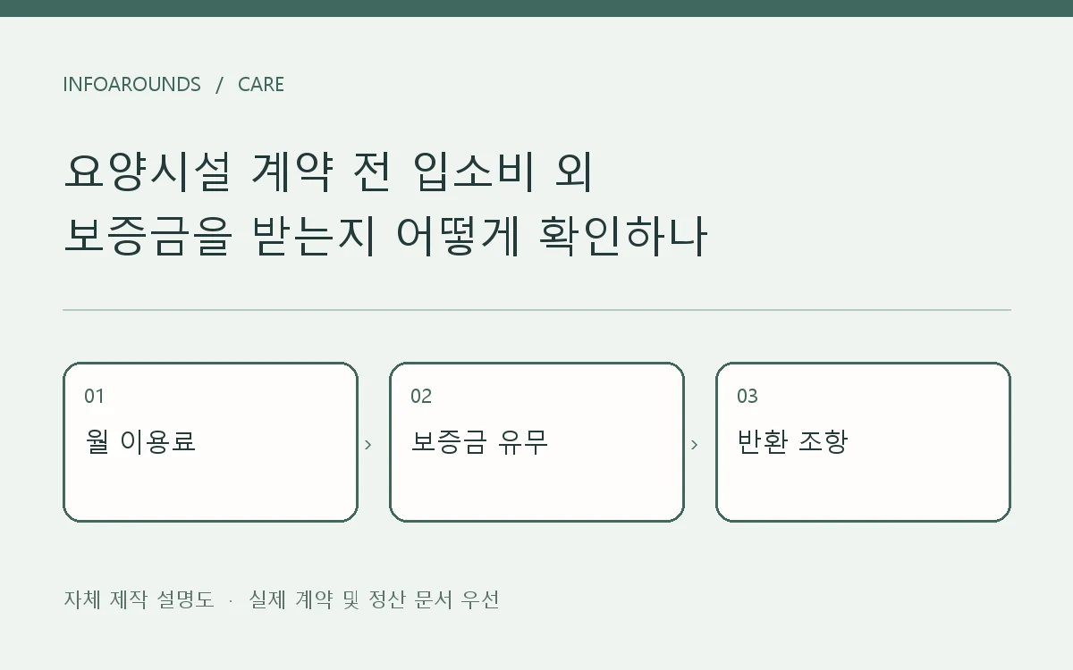 월 이용료 → 보증금 유무 → 반환 조항. 자체 제작 계약·정산 설명도